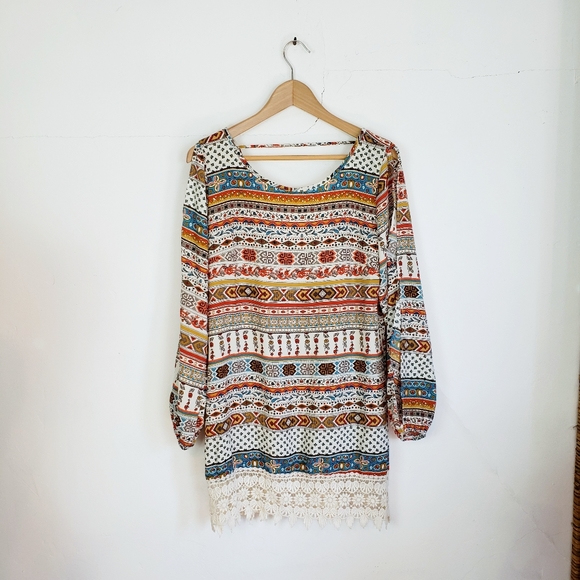 Olive Tree Dresses & Skirts - Olive Tree Boho Southwestern Mini Tunic Crochet